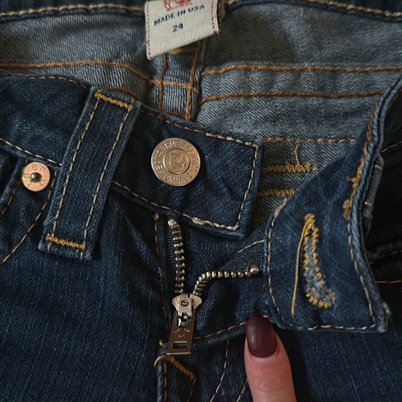 True Religion | Low Rise Boot Cut Dark Denim Jeans Size 24 - Picture 11 of 16